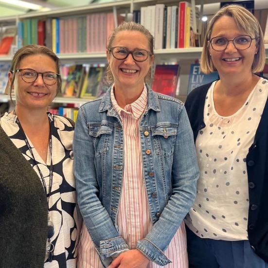 Bibliotekarerne Tina Daugaard, Gitte Buur Rasmussen og Malene Munk