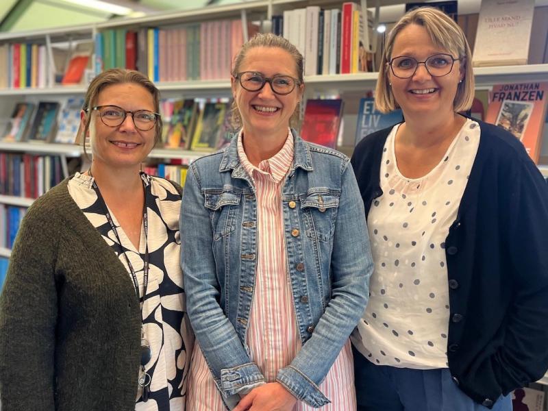 Bibliotekarerne Tina Daugaard, Gitte Buur Rasmussen og Malene Munk